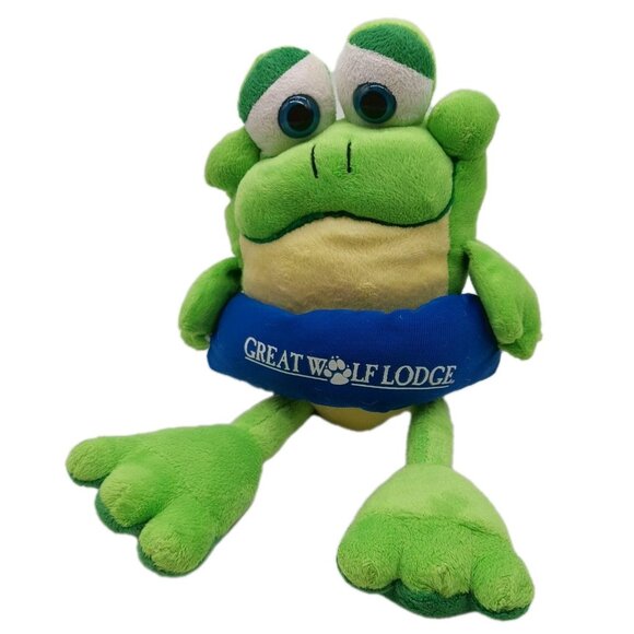 Great Wolf Lodge Plush Frog Green Yellow Blue 13" - Picture 1 of 7